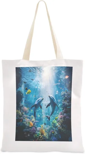 JSTEL Canvas Tote Bag for Women with Pocket,Canvas Tote Purse Shopping Bag