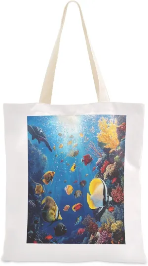 JSTEL Canvas Tote Bag for Women with Pocket,Canvas Tote Purse Shopping Bag