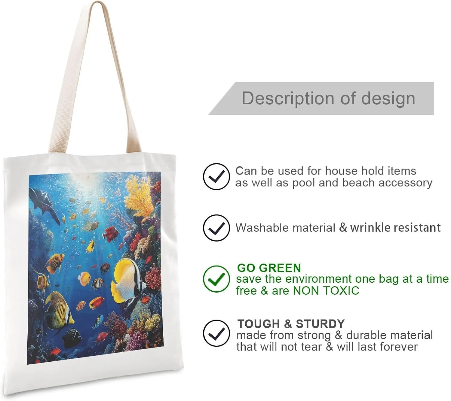JSTEL Canvas Tote Bag for Women with Pocket,Canvas Tote Purse Shopping Bag