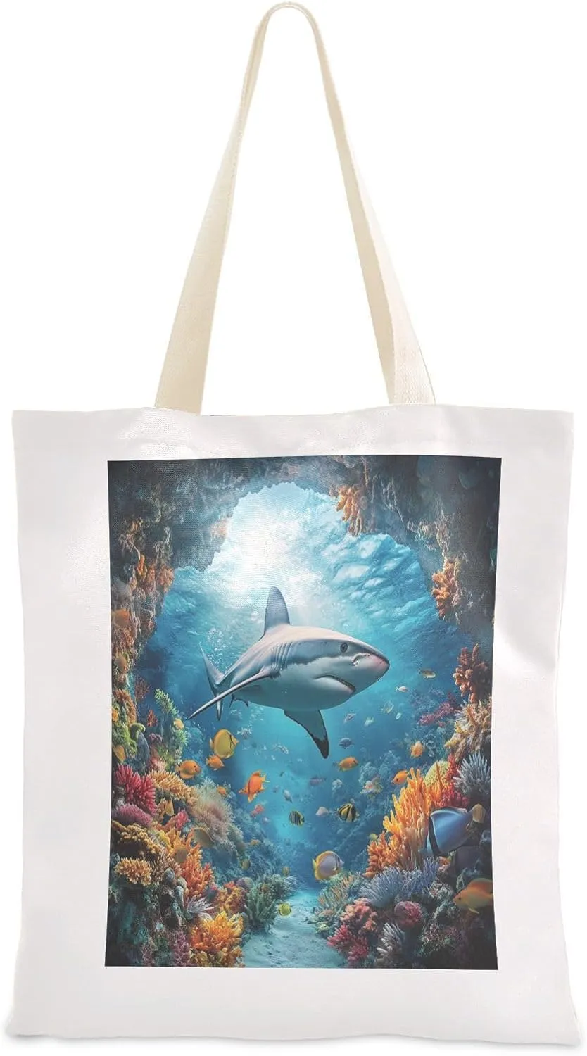 JSTEL Canvas Tote Bag for Women with Pocket,Canvas Tote Purse Shopping Bag