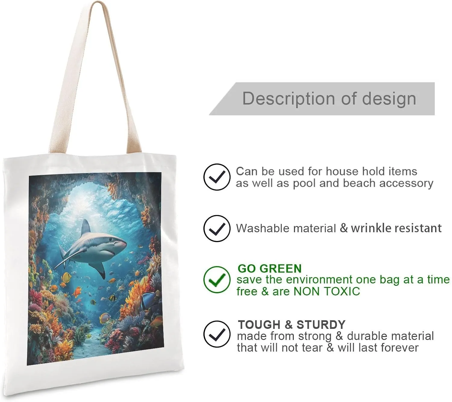 JSTEL Canvas Tote Bag for Women with Pocket,Canvas Tote Purse Shopping Bag