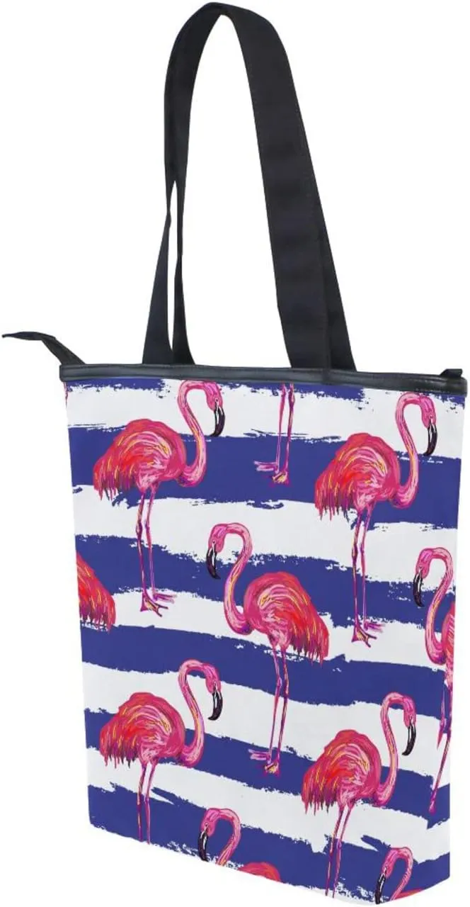 JSTEL Canvas Tote Bag for Women with Zipper,Lady Tote Bag Canvas Tote Purse Canvas Handbag for Work Travel