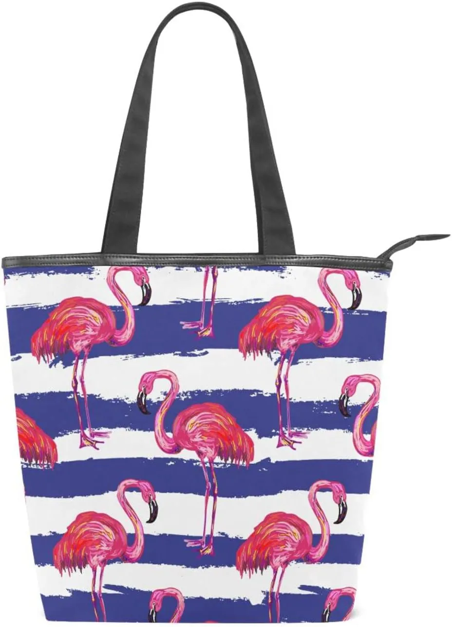 JSTEL Canvas Tote Bag for Women with Zipper,Lady Tote Bag Canvas Tote Purse Canvas Handbag for Work Travel