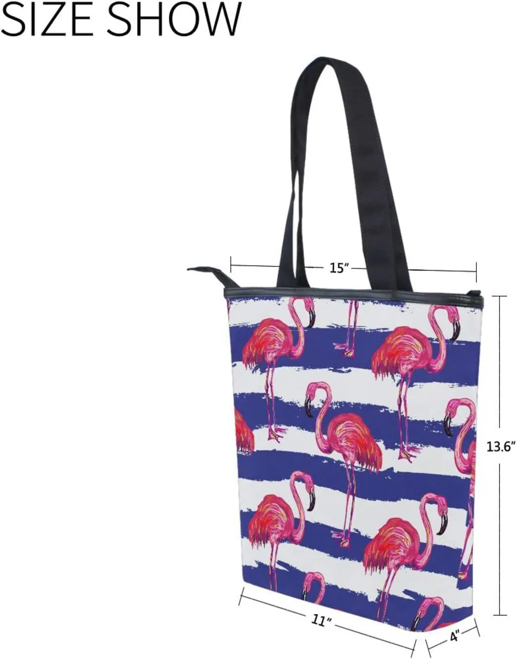 JSTEL Canvas Tote Bag for Women with Zipper,Lady Tote Bag Canvas Tote Purse Canvas Handbag for Work Travel