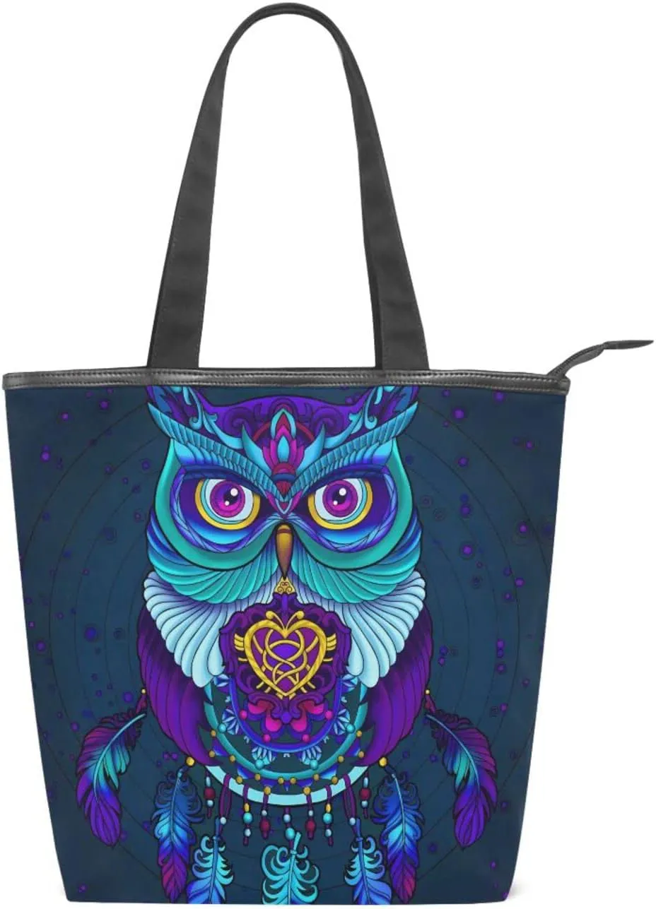 JSTEL Canvas Tote Bag for Women with Zipper,Lady Tote Bag Canvas Tote Purse Canvas Handbag for Work Travel