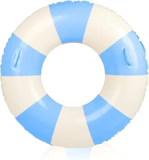 Jumbo Swim Ring with Handles for Adults 40 Inch Swimming Ring Classic Striped Pool Floats Inflatable Tube for Summer Pool Beach Bachelorette Wedding Party Decor