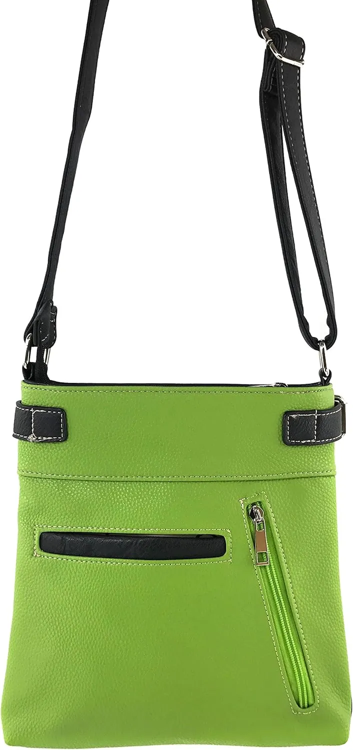 Justin West Concealed Carry Rhinestone Bling Crystal Pastel Zipper Messenger Cross Body Handbag Purse