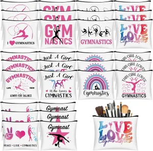 Kacctyen 30 Pcs Gymnastics Makeup Bag Inspirational Gymnastics Lover Gifts for Women Gymnast Cosmetic Bag Gymnast Stuff for Women Girls Coach Friend Coworker Birthday Party Favors