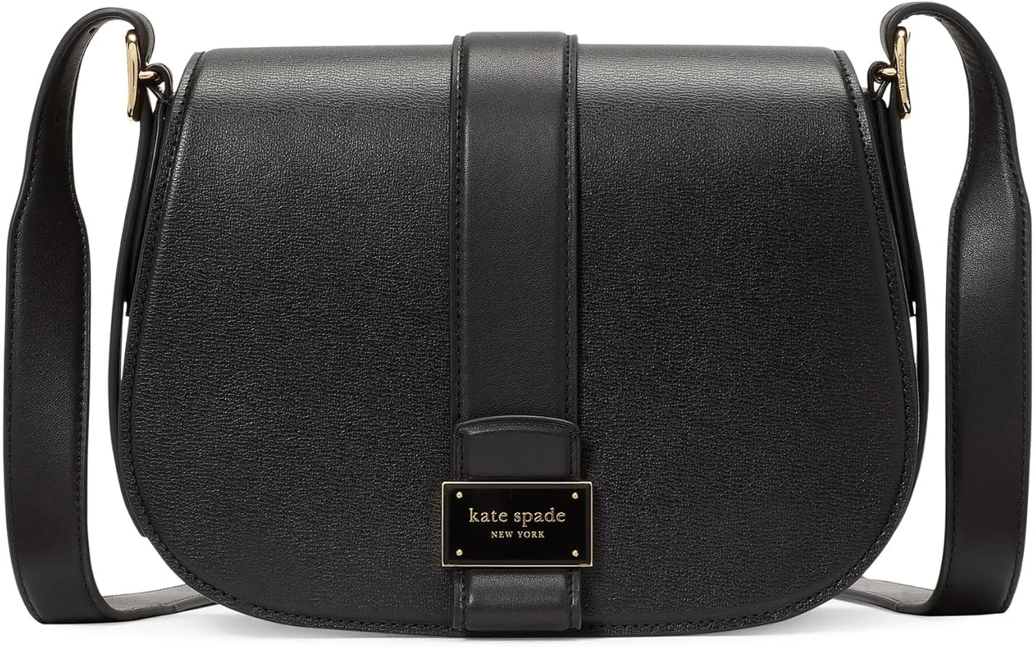 kate spade new york Nouveau Textured Leather Medium Saddle Bag, Black