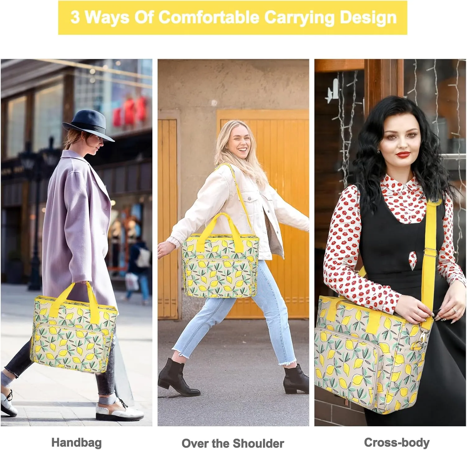 Katech Crochet Bag with Beginner Crochet Books, Large Capacity Yarn Storage Organizer Crochet Tote Bag for Carry Projects Crochet Supplies Knitting Accessories, Yarn Storage Bag with Shoulder Strap