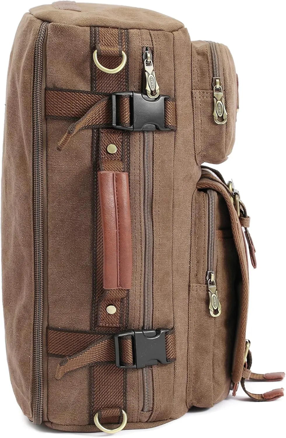 KAUKKO Outdoor Travel Men Backpack Hiking Camping Canvas Rucksack (Canvas Khaki)