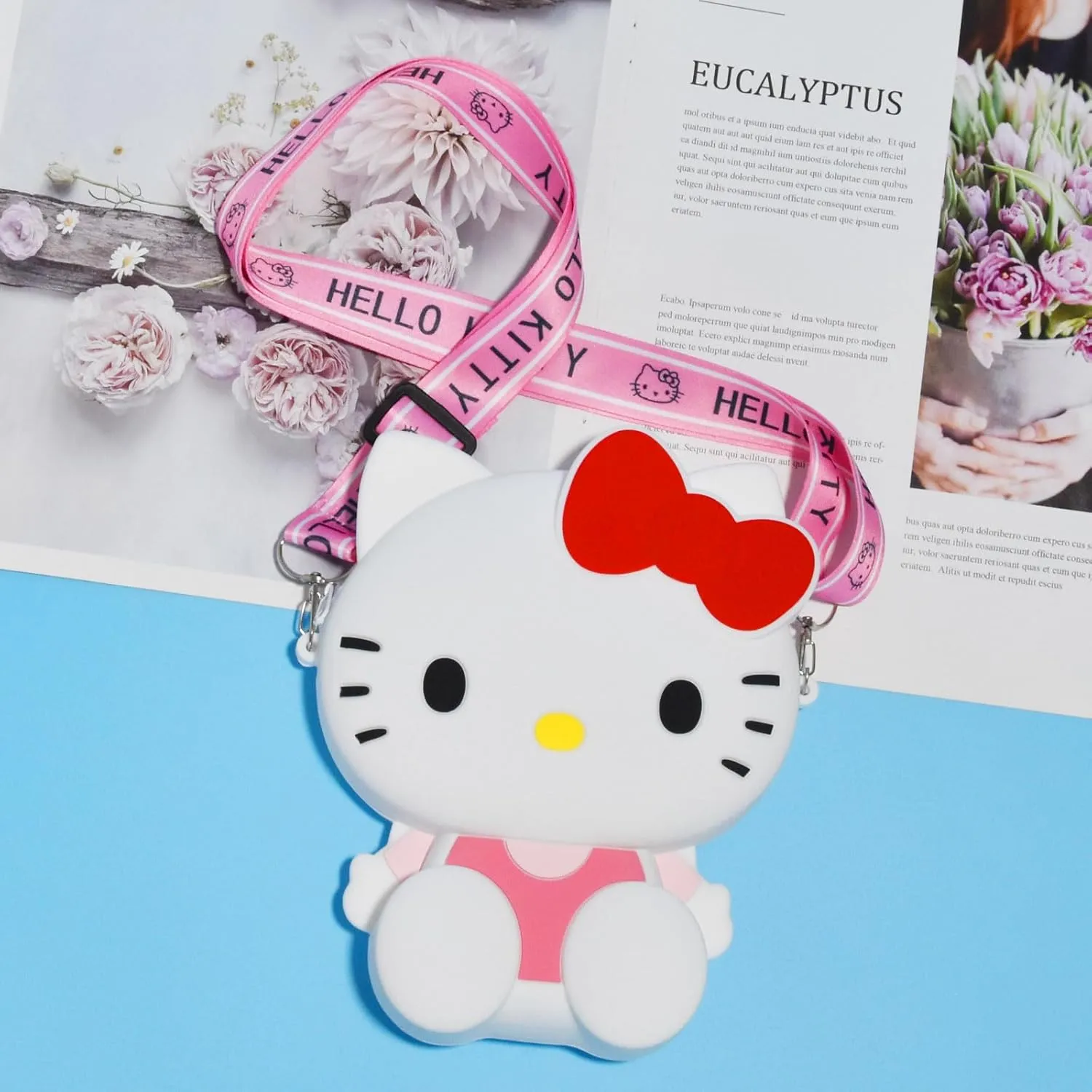 Kawaii Kitty Bag with Adjustable Shoulder Strap, Zipper Handbag Cute Kitty Coin Wallet Purse Shoulder Bag,
