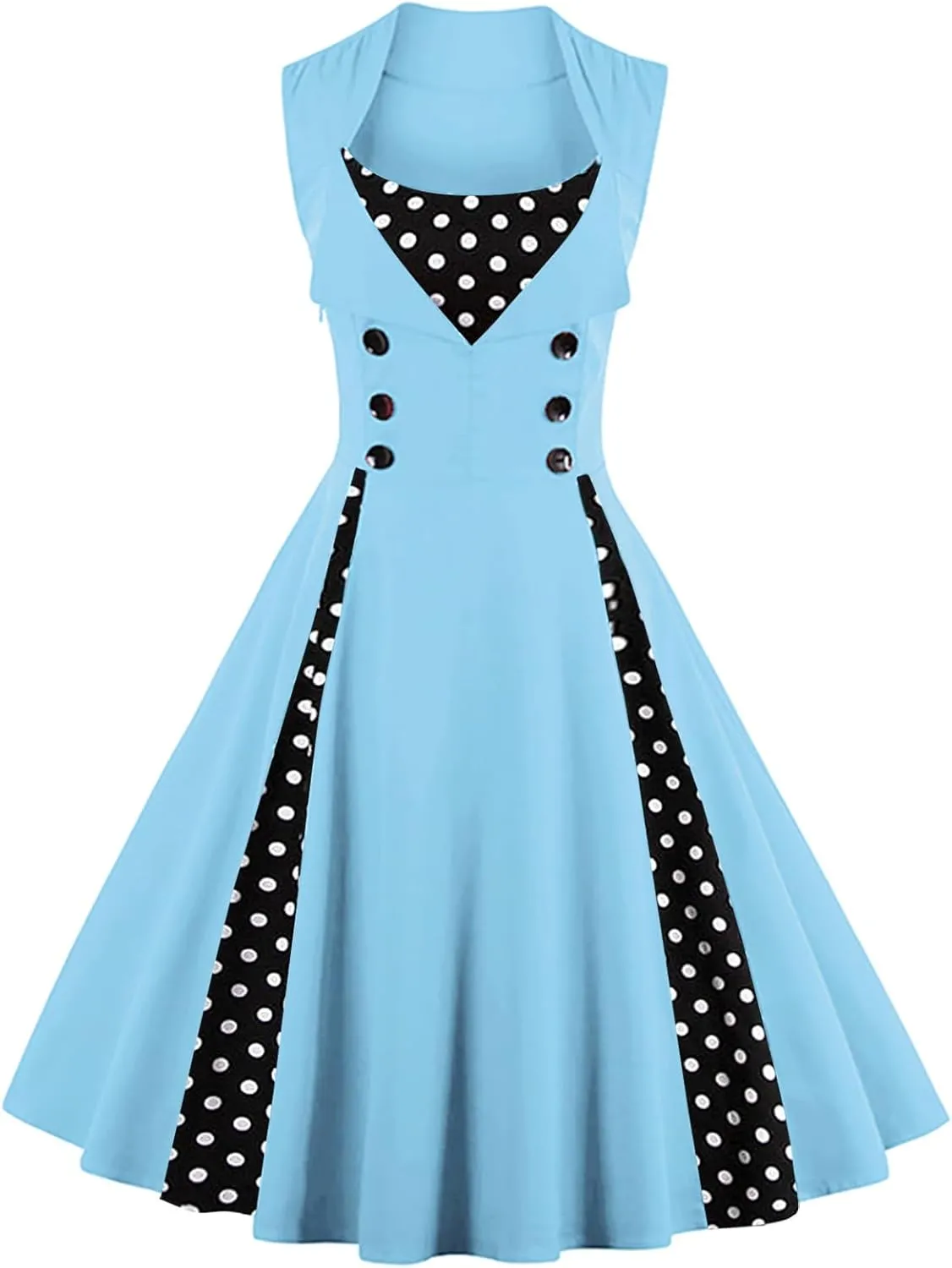 KILLREAL Women's Polka Dot Retro Vintage Style Cocktail Party Swing Dress
