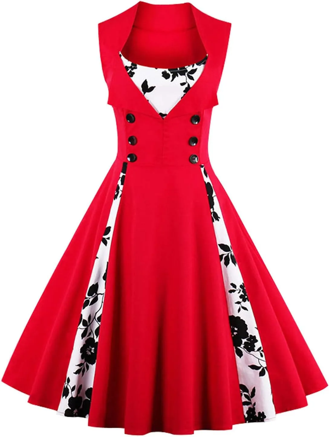 KILLREAL Women's Polka Dot Retro Vintage Style Cocktail Party Swing Dress