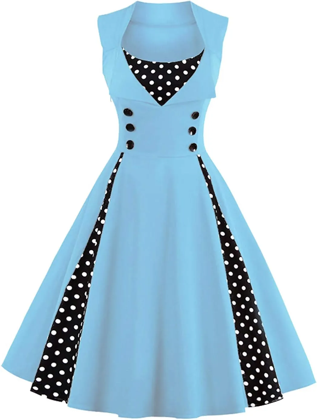 KILLREAL Women's Polka Dot Retro Vintage Style Cocktail Party Swing Dress