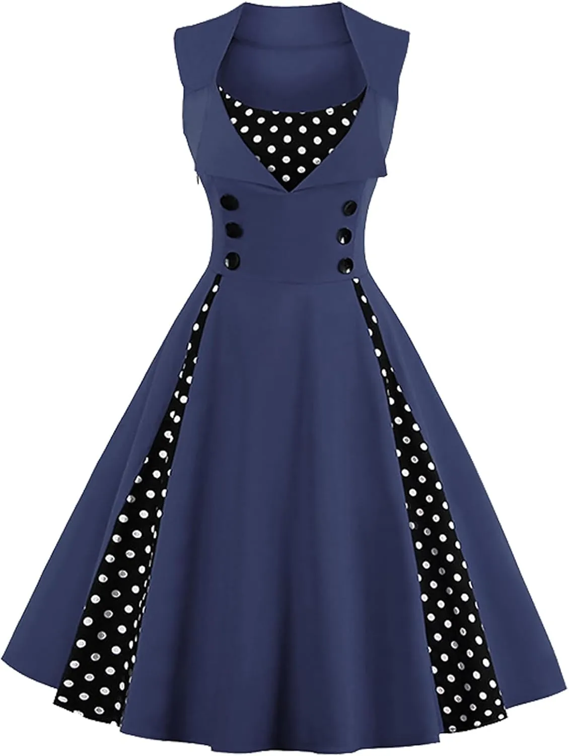 KILLREAL Women's Polka Dot Retro Vintage Style Cocktail Party Swing Dress