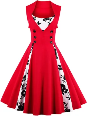 KILLREAL Women's Polka Dot Retro Vintage Style Cocktail Party Swing Dress