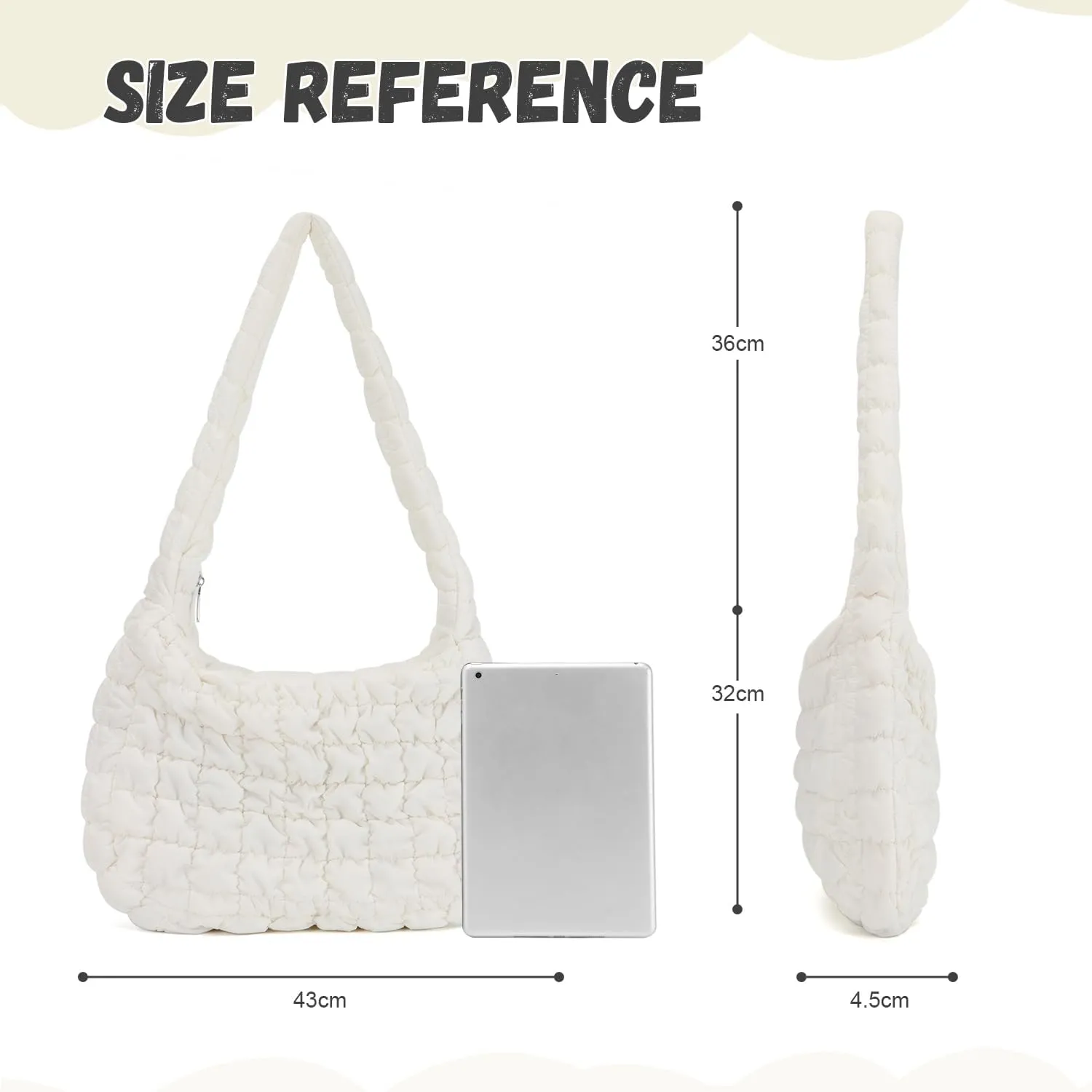 KUANG! Large Puffer Tote Bag for Women Cute Quilted Tote Bag Crossbody Puffy HandBag Cotton Padded Shoulder Bag