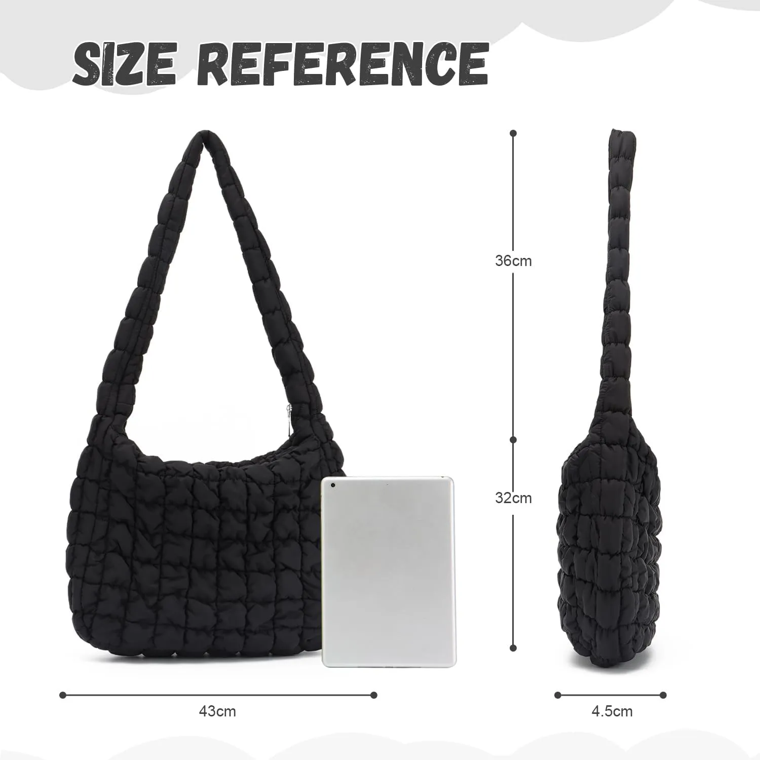KUANG! Large Puffer Tote Bag for Women Cute Quilted Tote Bag Crossbody Puffy HandBag Cotton Padded Shoulder Bag