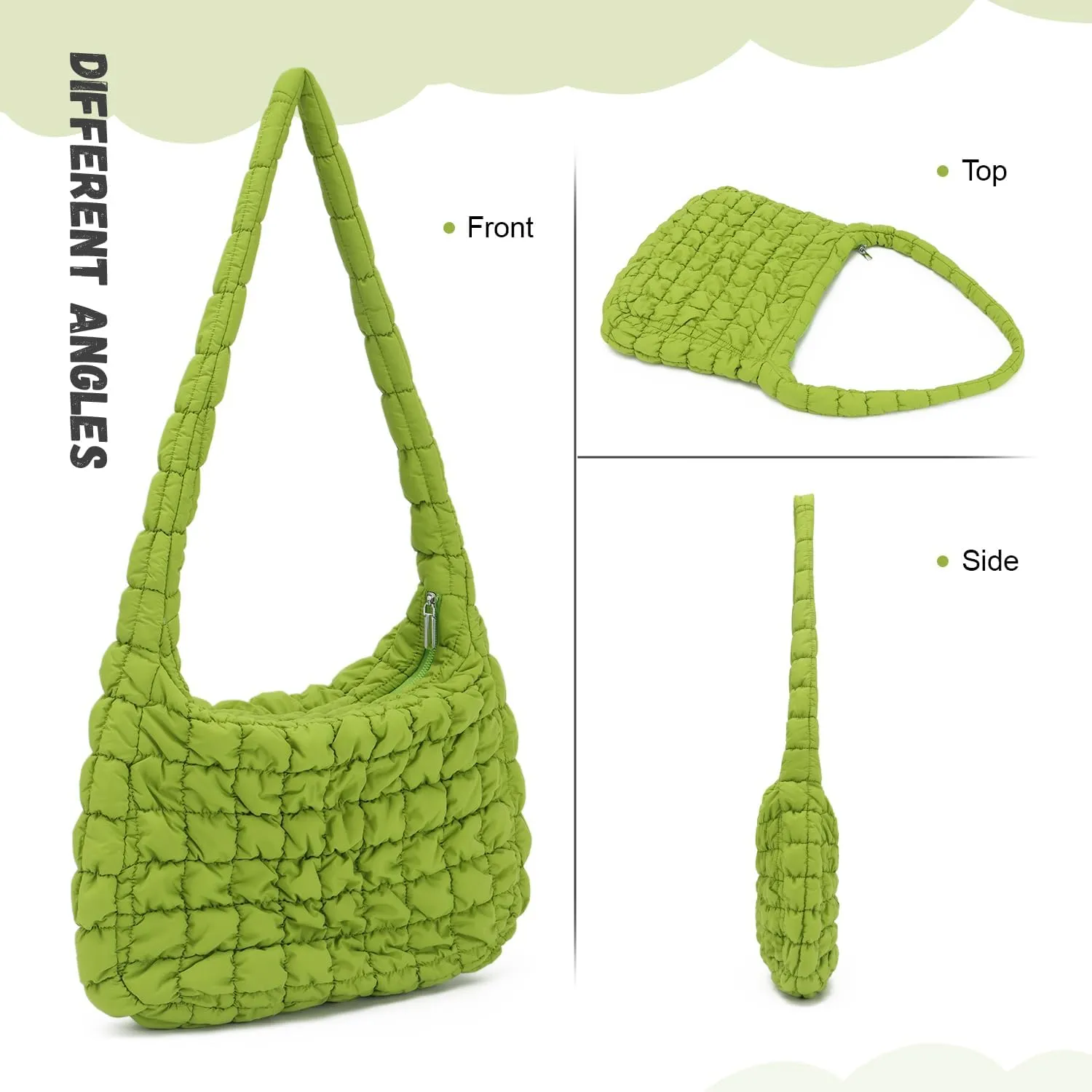 KUANG! Large Puffer Tote Bag for Women Cute Quilted Tote Bag Crossbody Puffy HandBag Cotton Padded Shoulder Bag