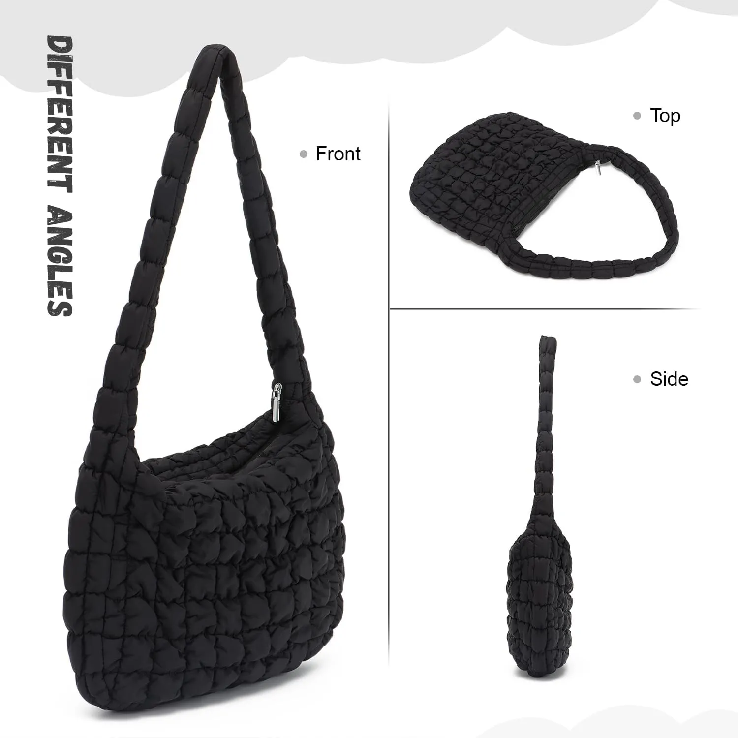KUANG! Large Puffer Tote Bag for Women Cute Quilted Tote Bag Crossbody Puffy HandBag Cotton Padded Shoulder Bag