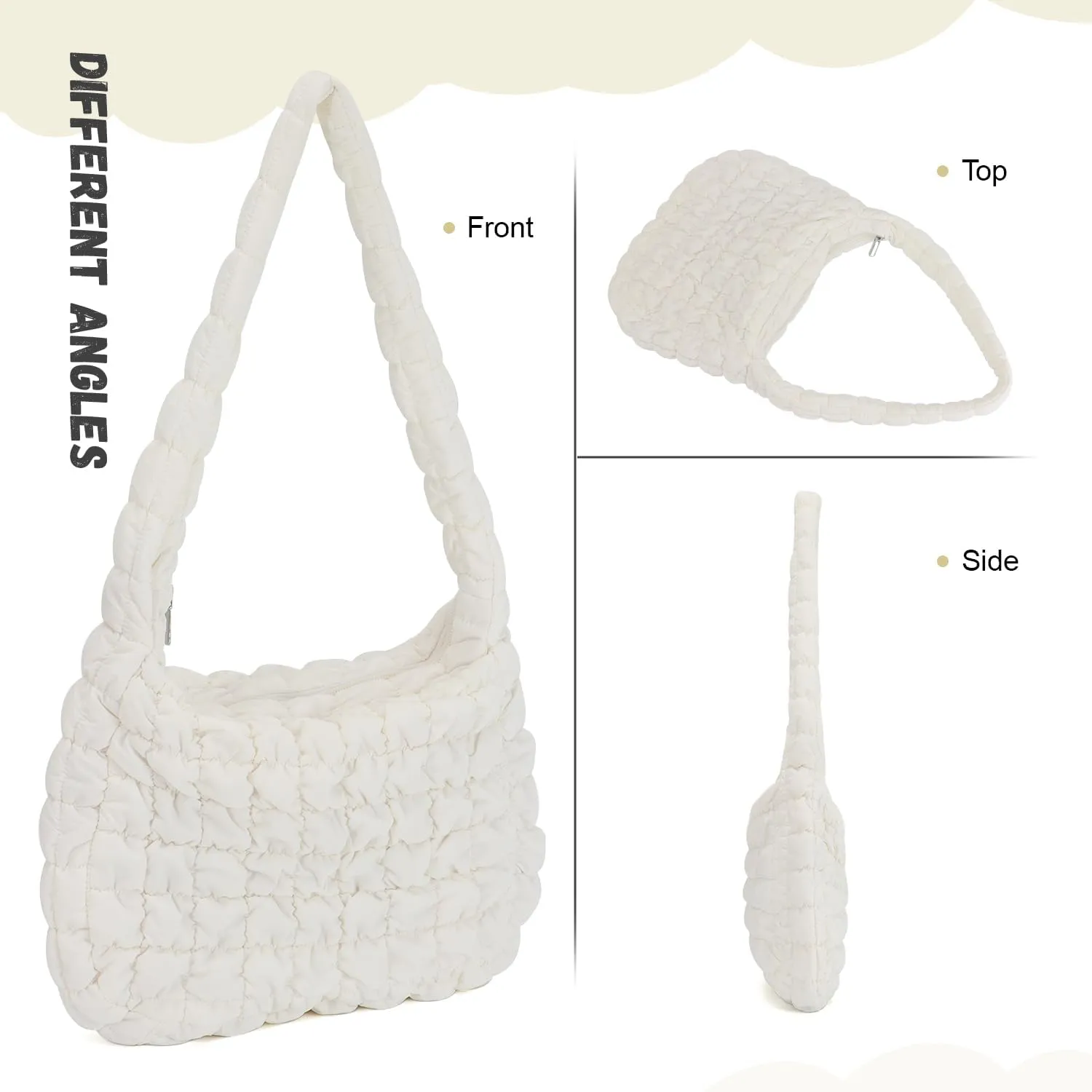 KUANG! Large Puffer Tote Bag for Women Cute Quilted Tote Bag Crossbody Puffy HandBag Cotton Padded Shoulder Bag