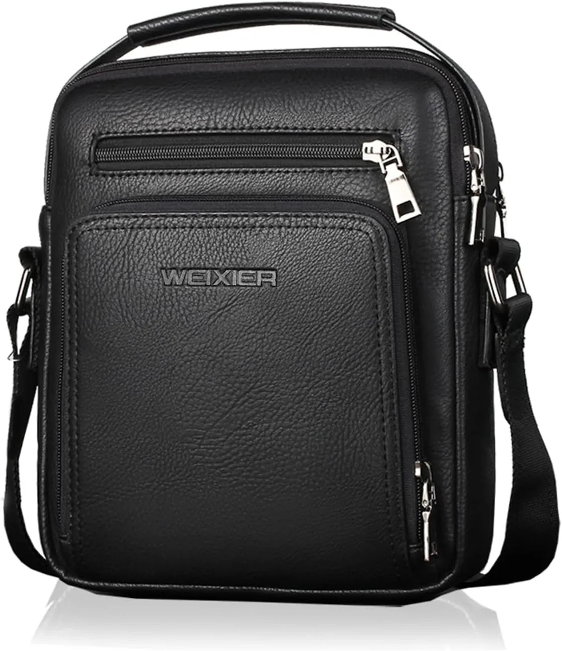 KUANG! Men's Shoulder Bag PU Leather Business Messenger Bag Briefcase Travel Crossbody Multi Pockets Handbag Purse