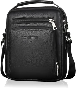 KUANG! Men's Shoulder Bag PU Leather Business Messenger Bag Briefcase Travel Crossbody Multi Pockets Handbag Purse