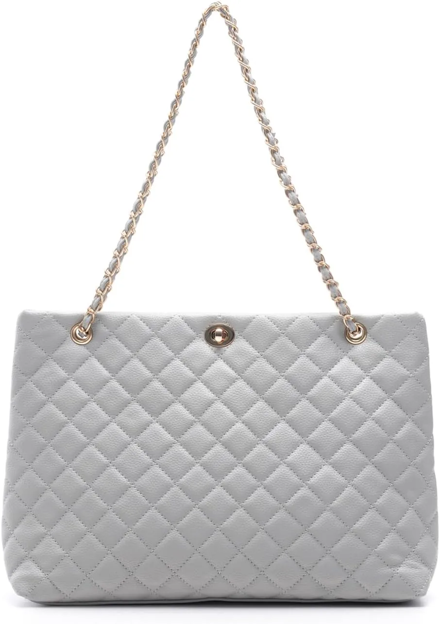 Large Chain Shoulder Bag for Women, Double Strap Handbags Tote Purse