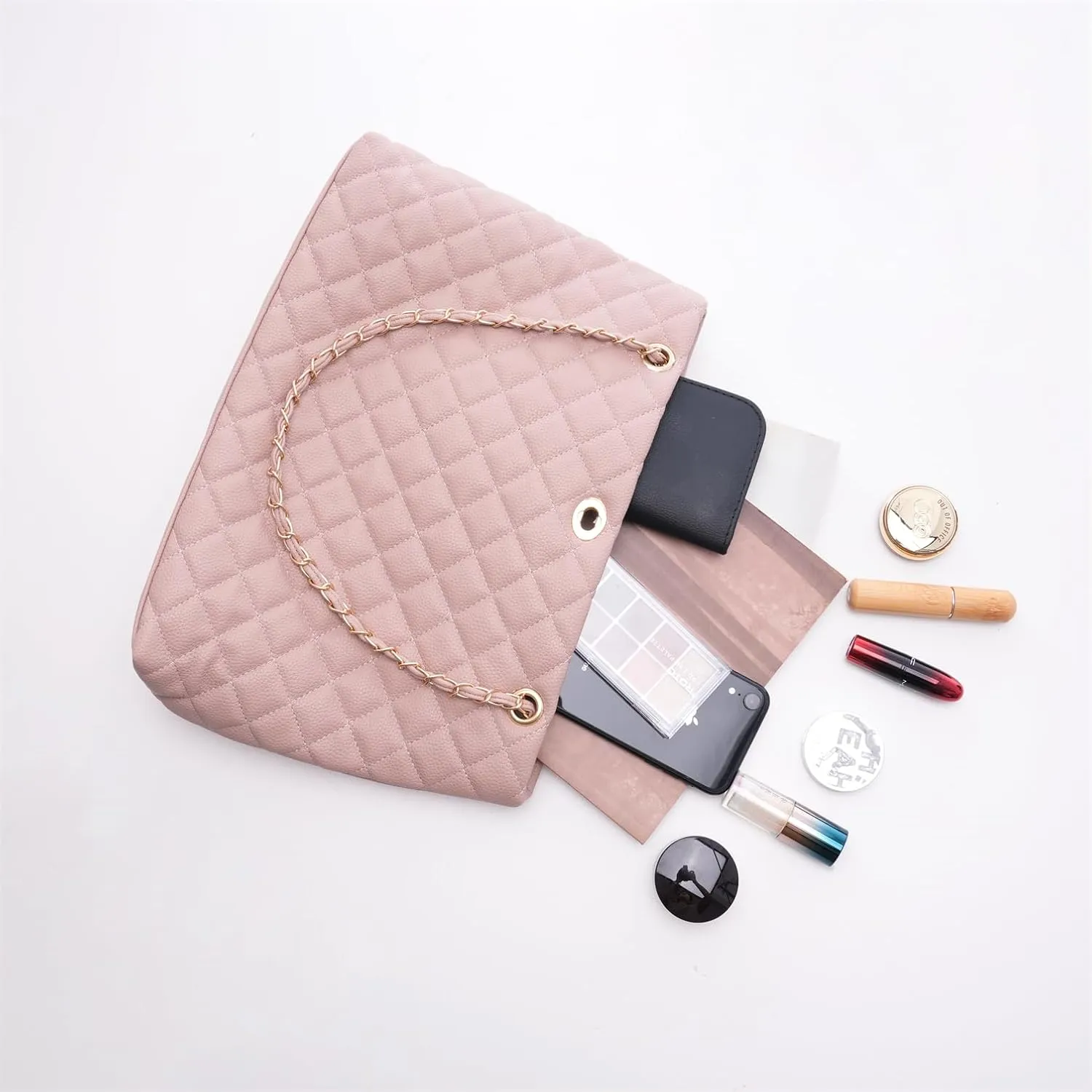Large Chain Shoulder Bag for Women, Double Strap Handbags Tote Purse