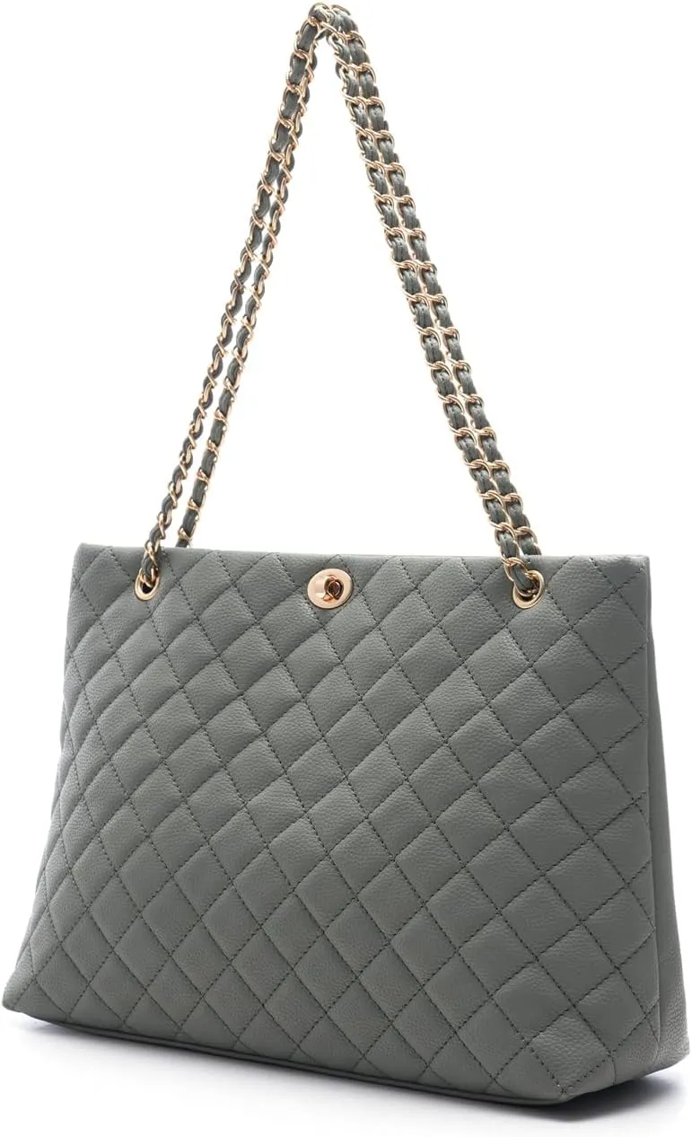 Large Chain Shoulder Bag for Women, Double Strap Handbags Tote Purse