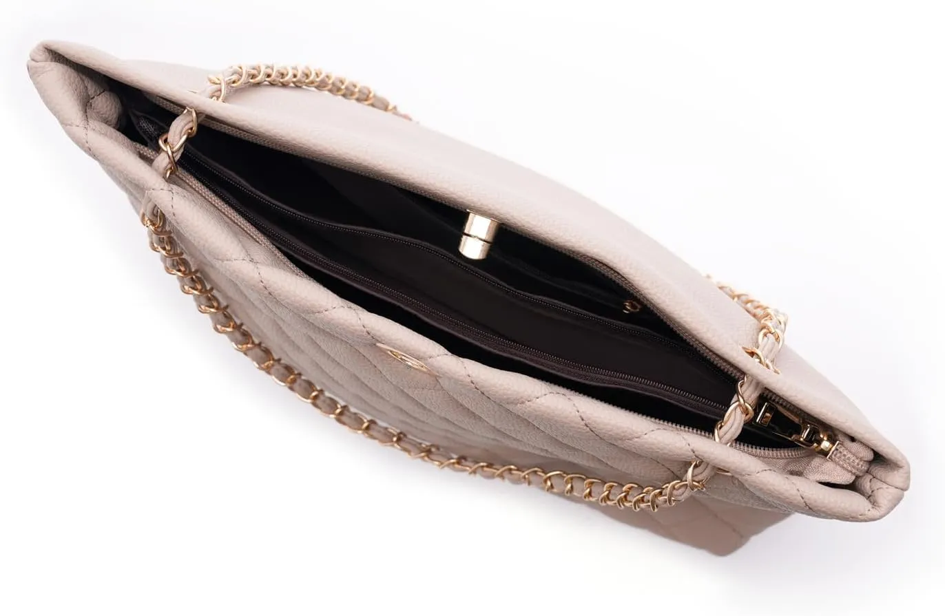 Large Chain Shoulder Bag for Women, Double Strap Handbags Tote Purse