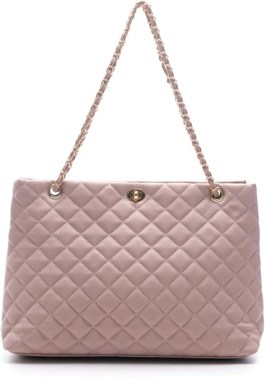 Large Chain Shoulder Bag for Women, Double Strap Handbags Tote Purse
