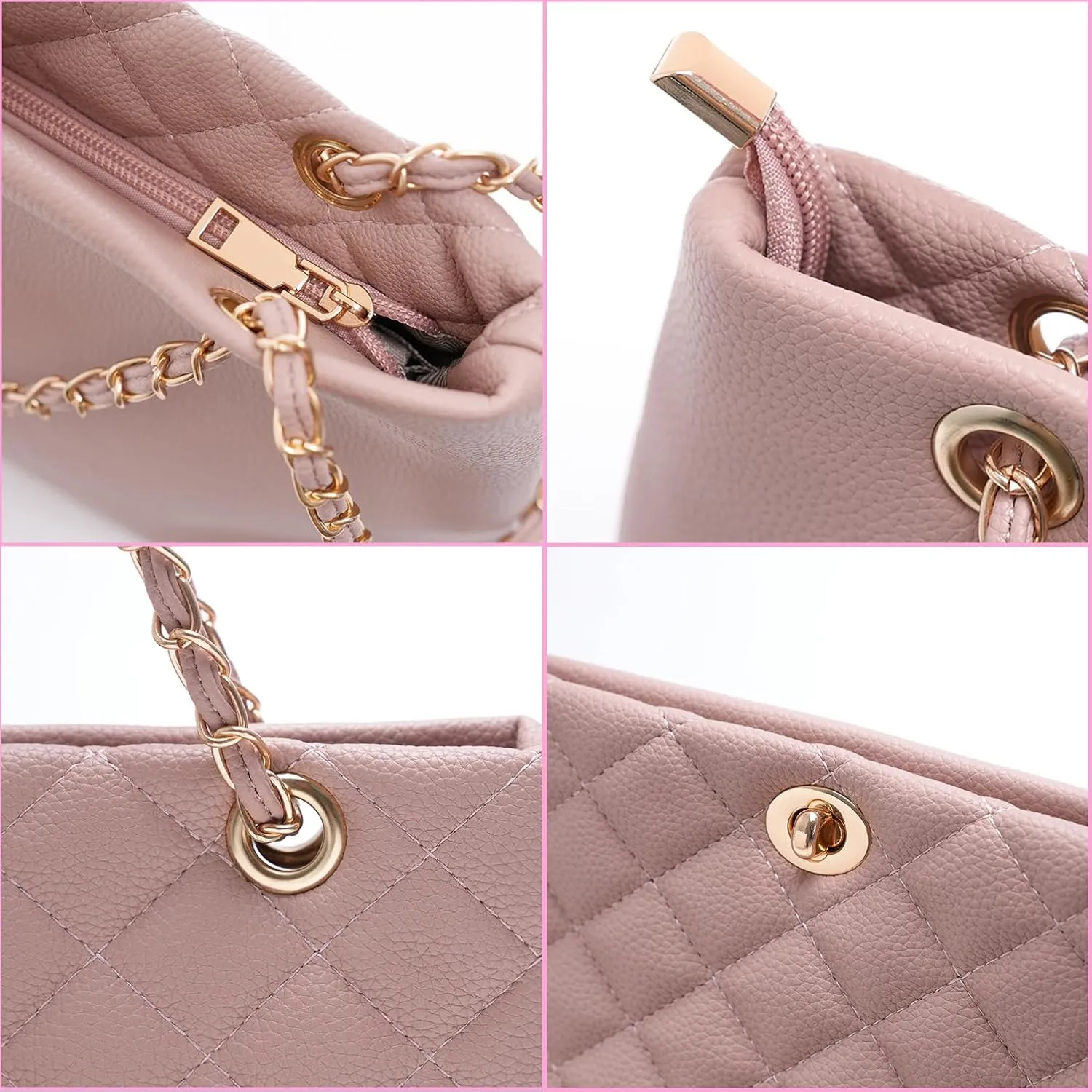 Large Chain Shoulder Bag for Women, Double Strap Handbags Tote Purse