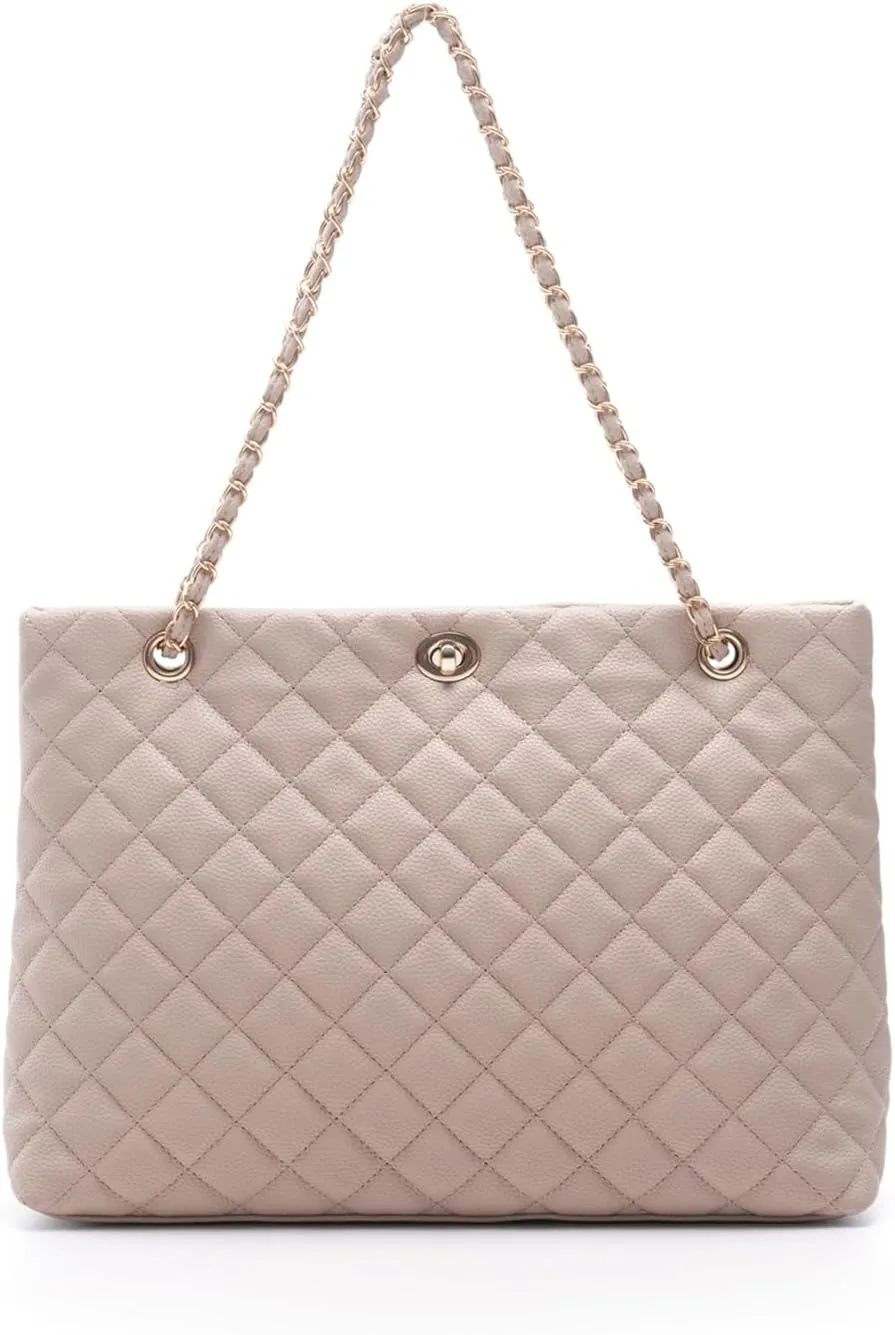 Large Chain Shoulder Bag for Women, Double Strap Handbags Tote Purse