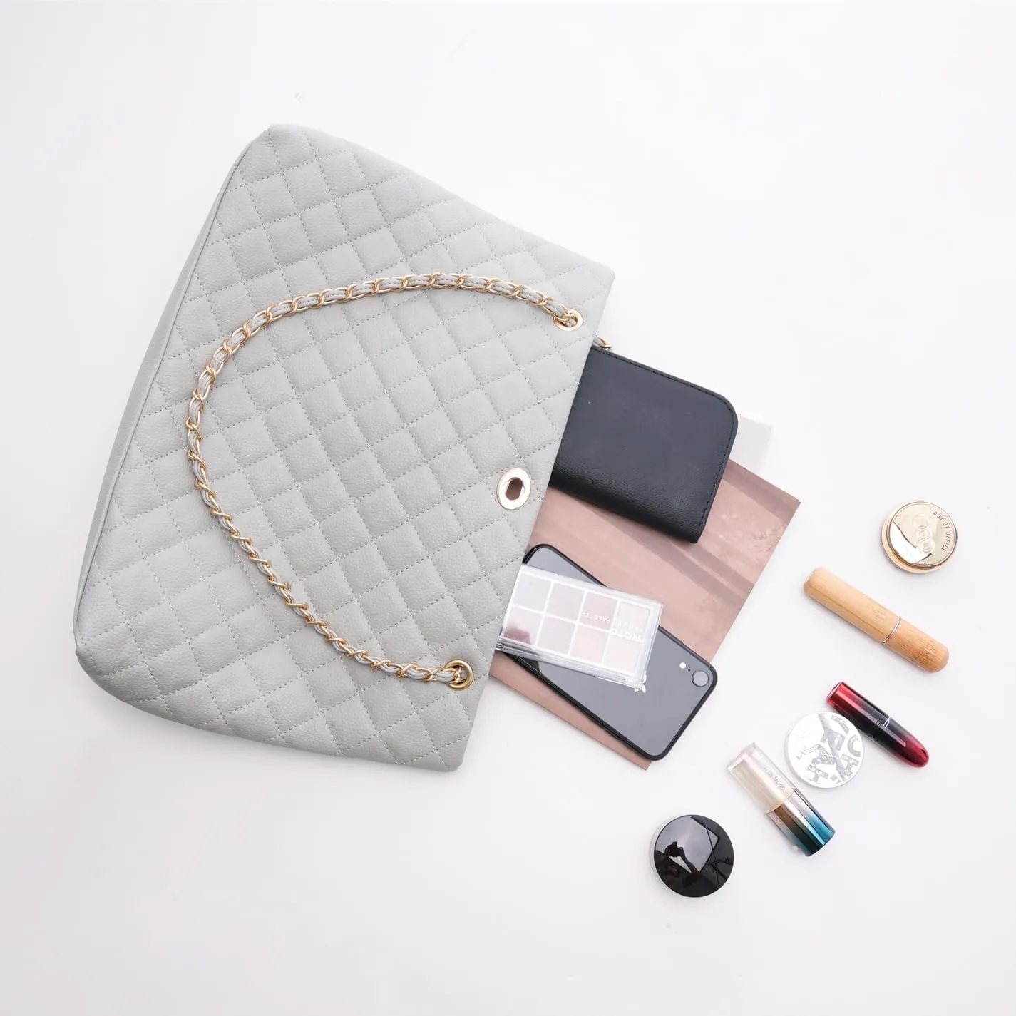 Large Chain Shoulder Bag for Women, Double Strap Handbags Tote Purse