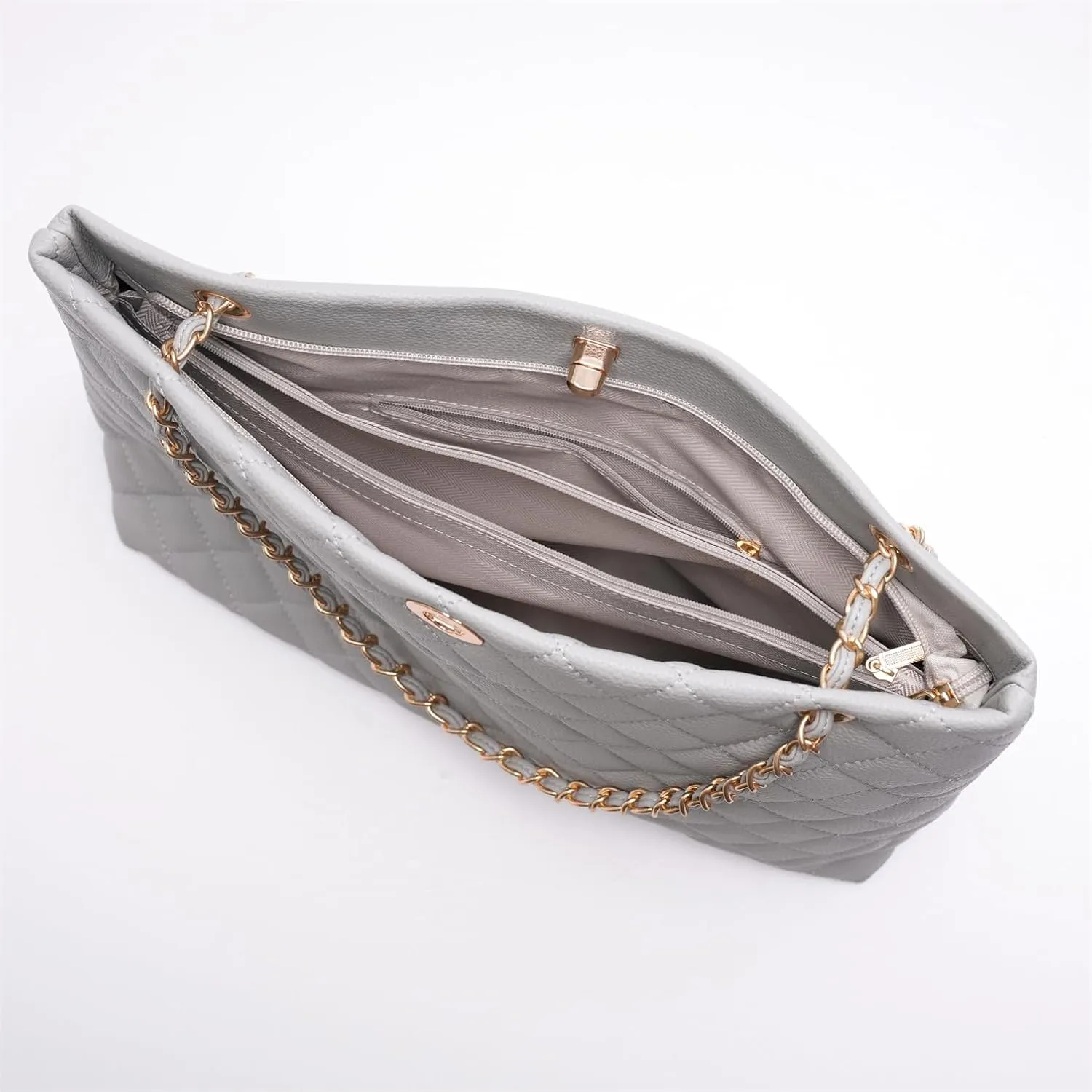 Large Chain Shoulder Bag for Women, Double Strap Handbags Tote Purse