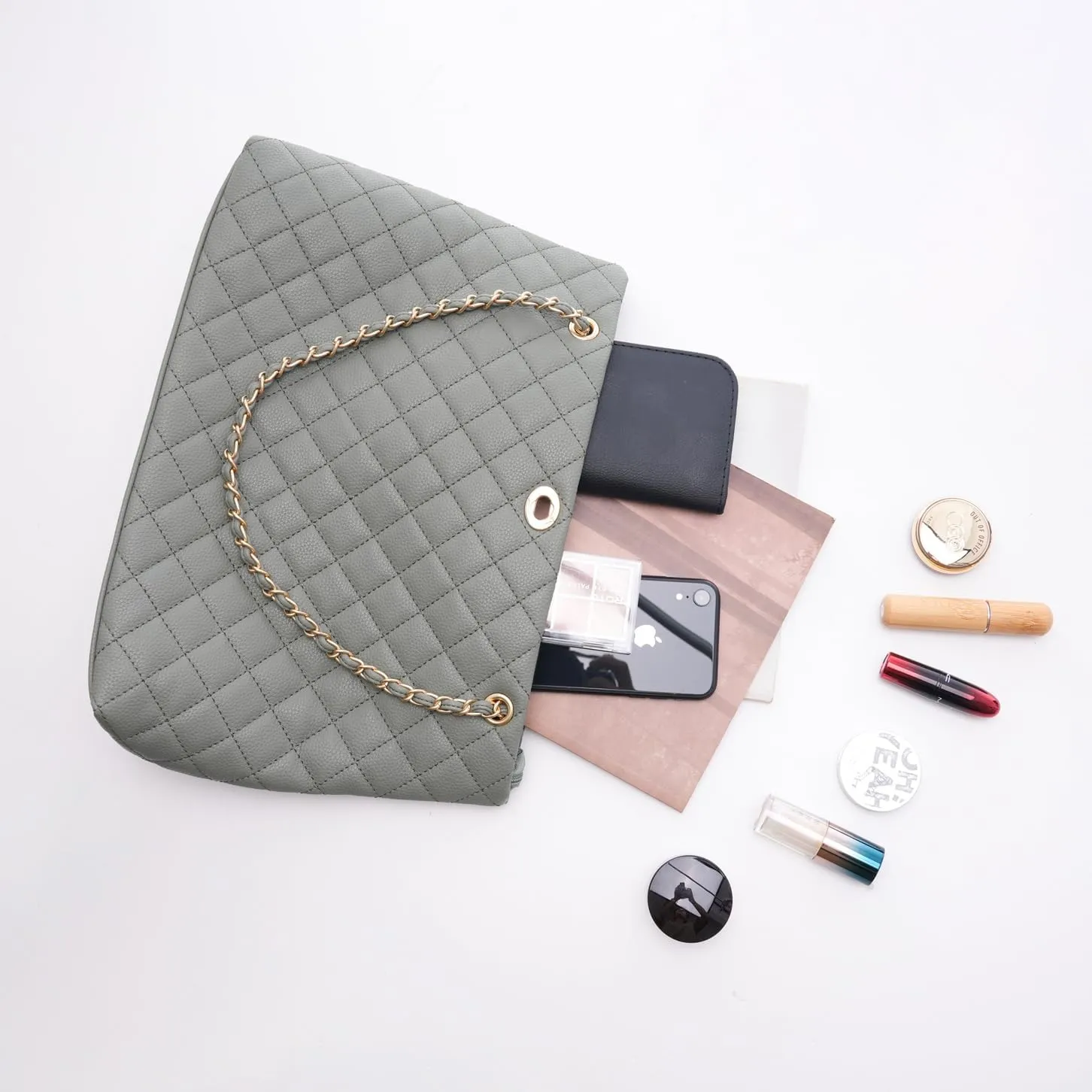 Large Chain Shoulder Bag for Women, Double Strap Handbags Tote Purse
