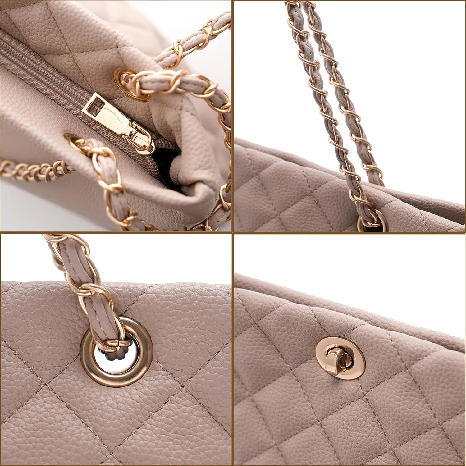 Large Chain Shoulder Bag for Women, Double Strap Handbags Tote Purse