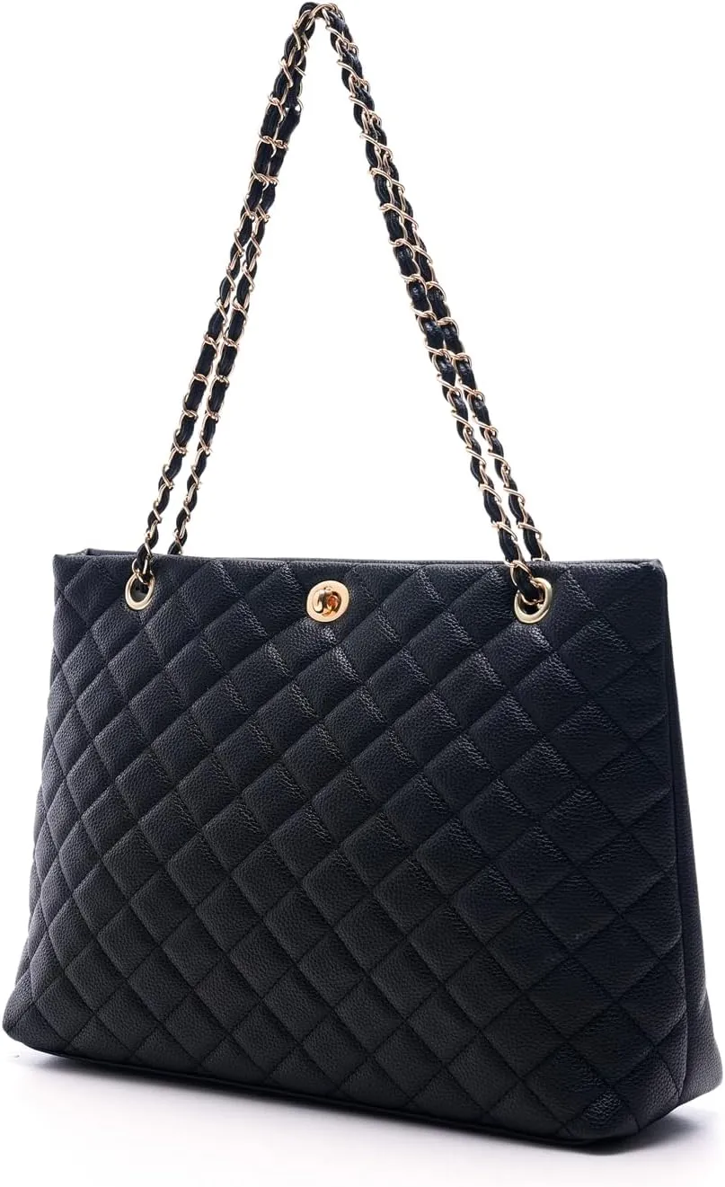 Large Chain Shoulder Bag for Women, Double Strap Handbags Tote Purse
