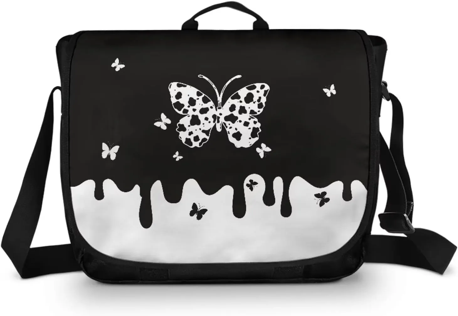 Large Flapover Bag, Messenger bag with Adjustable Shoulder Strap Crossbody Bag Multi-Pocket Messenger Bag