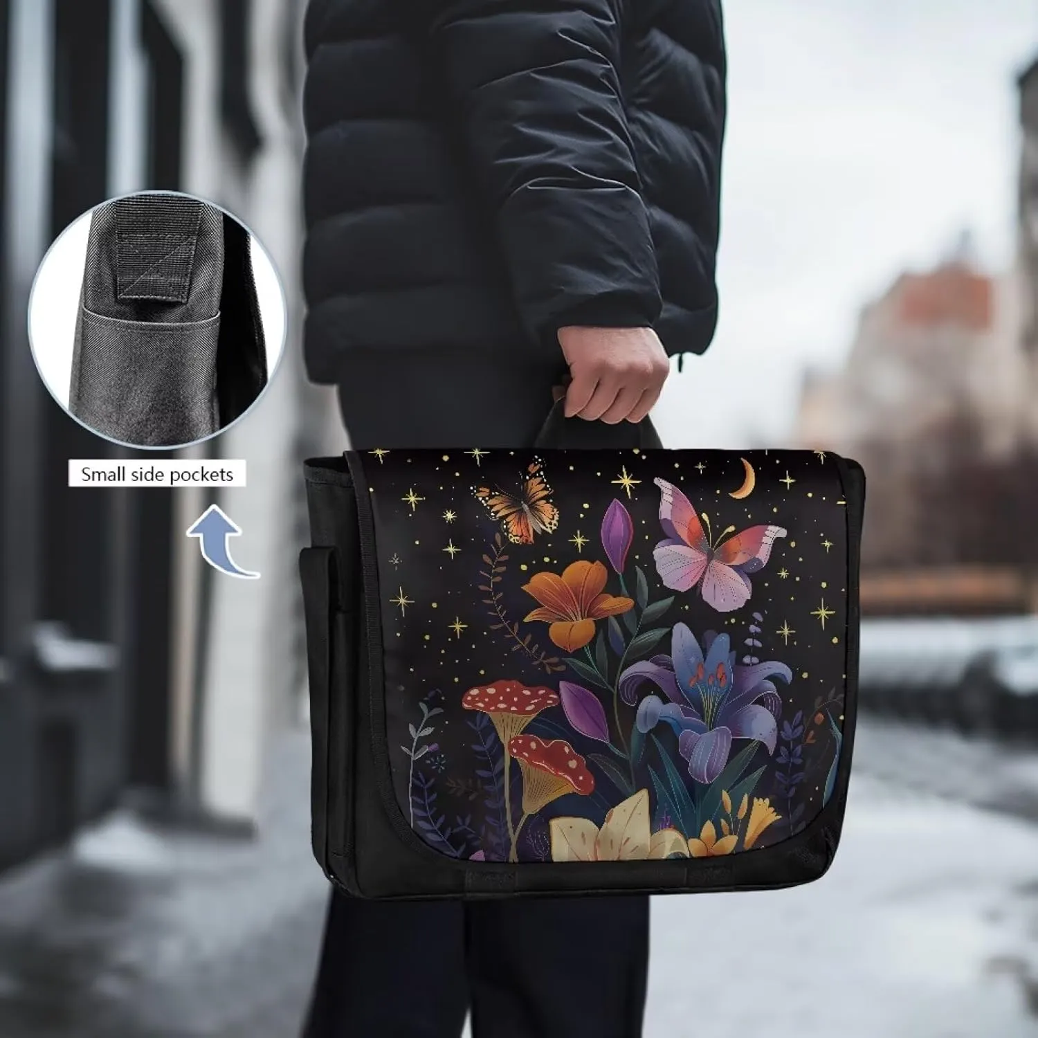 Large Flapover Bag, Messenger bag with Adjustable Shoulder Strap Crossbody Bag Multi-Pocket Messenger Bag