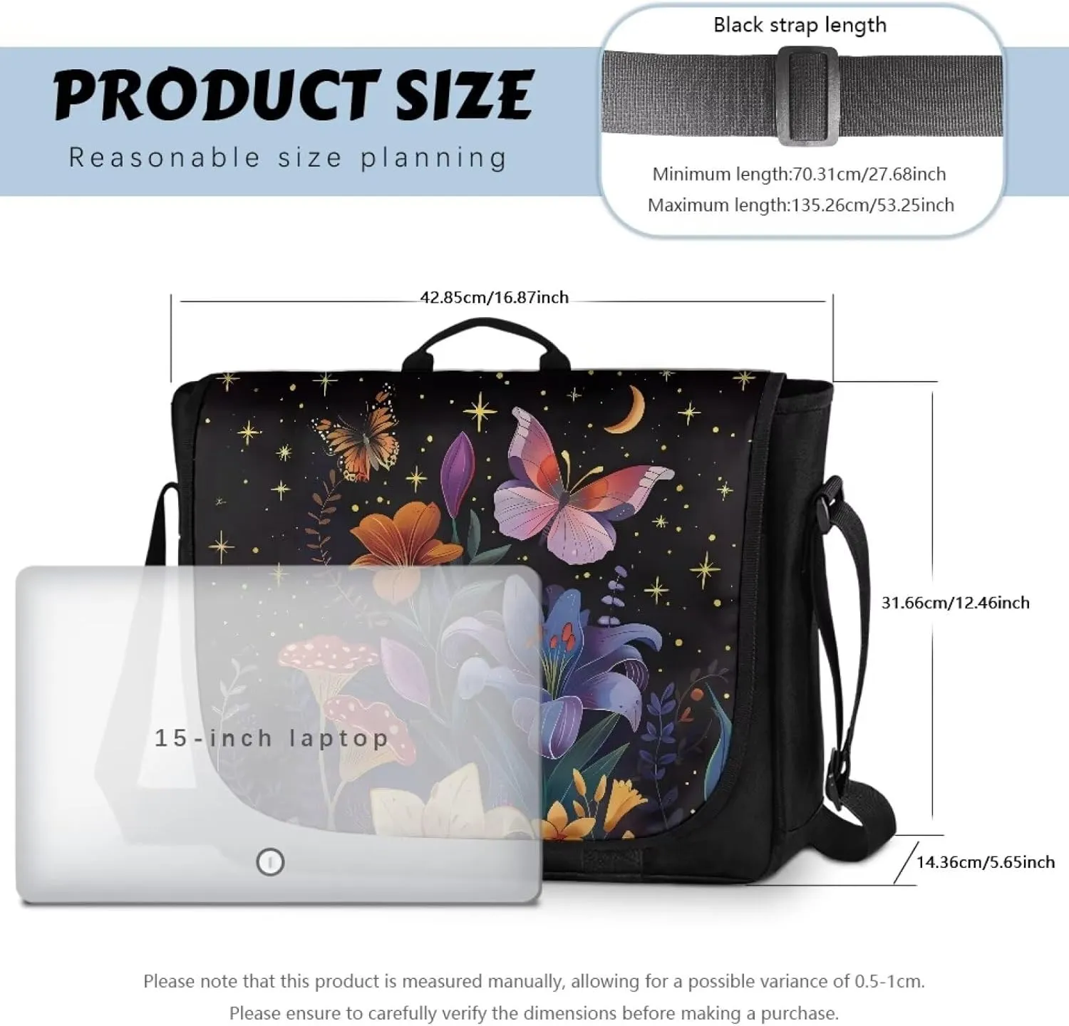 Large Flapover Bag, Messenger bag with Adjustable Shoulder Strap Crossbody Bag Multi-Pocket Messenger Bag