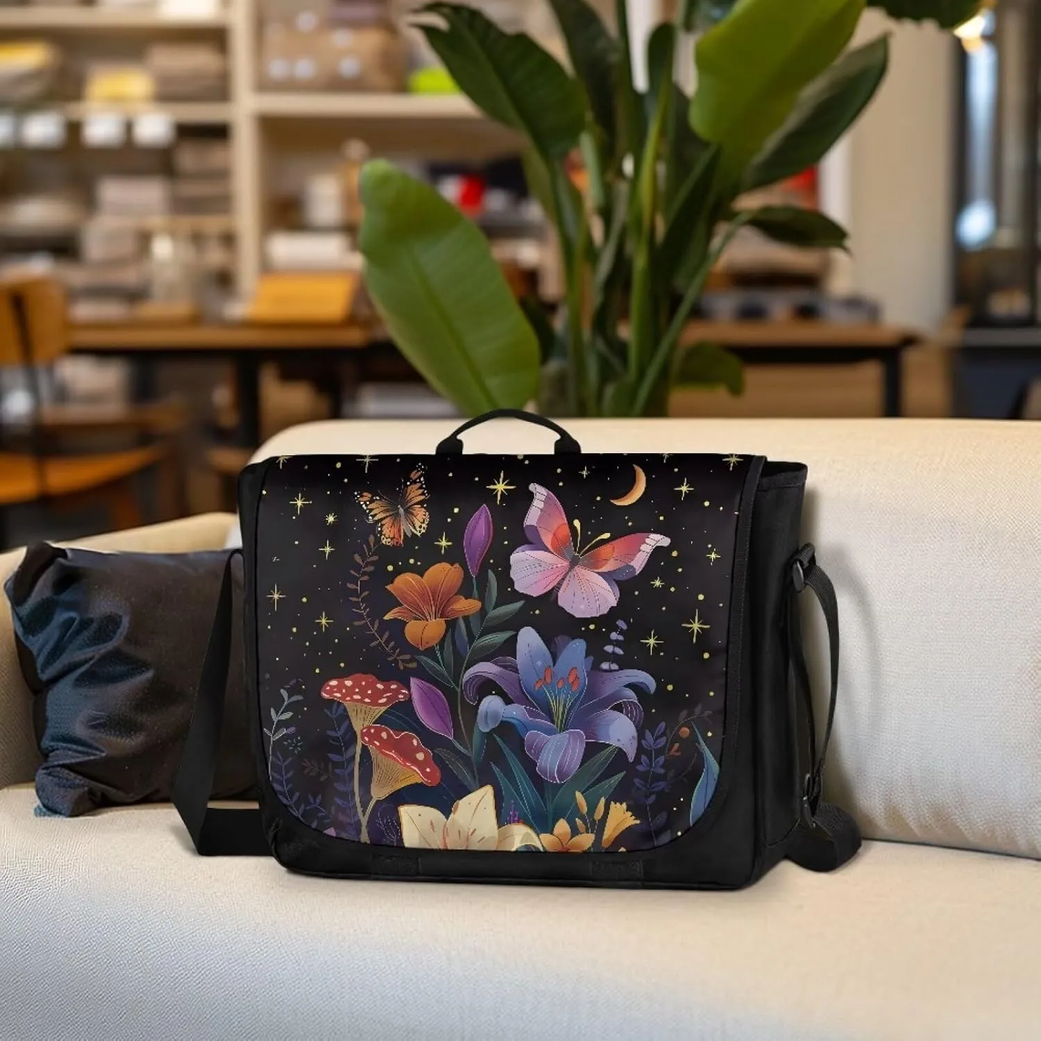 Large Flapover Bag, Messenger bag with Adjustable Shoulder Strap Crossbody Bag Multi-Pocket Messenger Bag