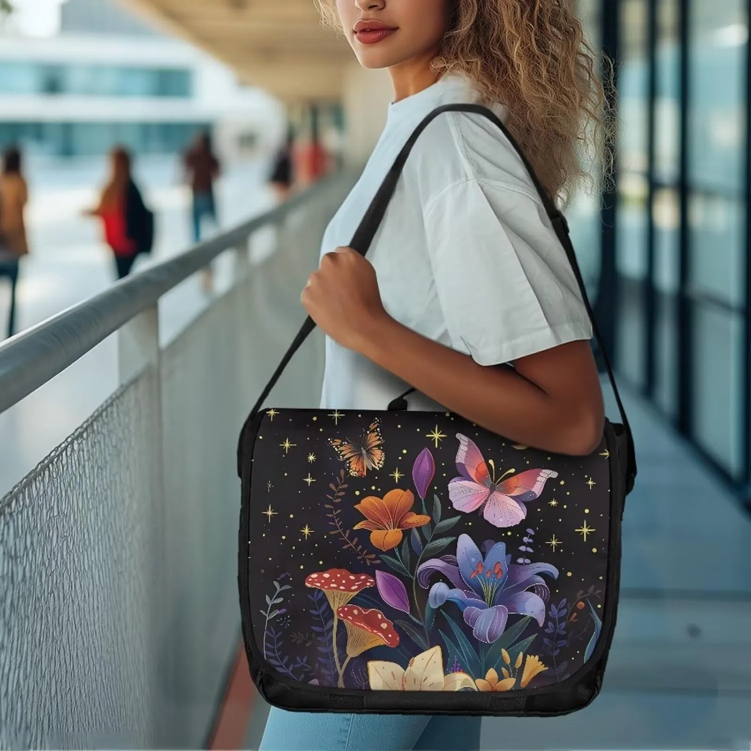 Large Flapover Bag, Messenger bag with Adjustable Shoulder Strap Crossbody Bag Multi-Pocket Messenger Bag