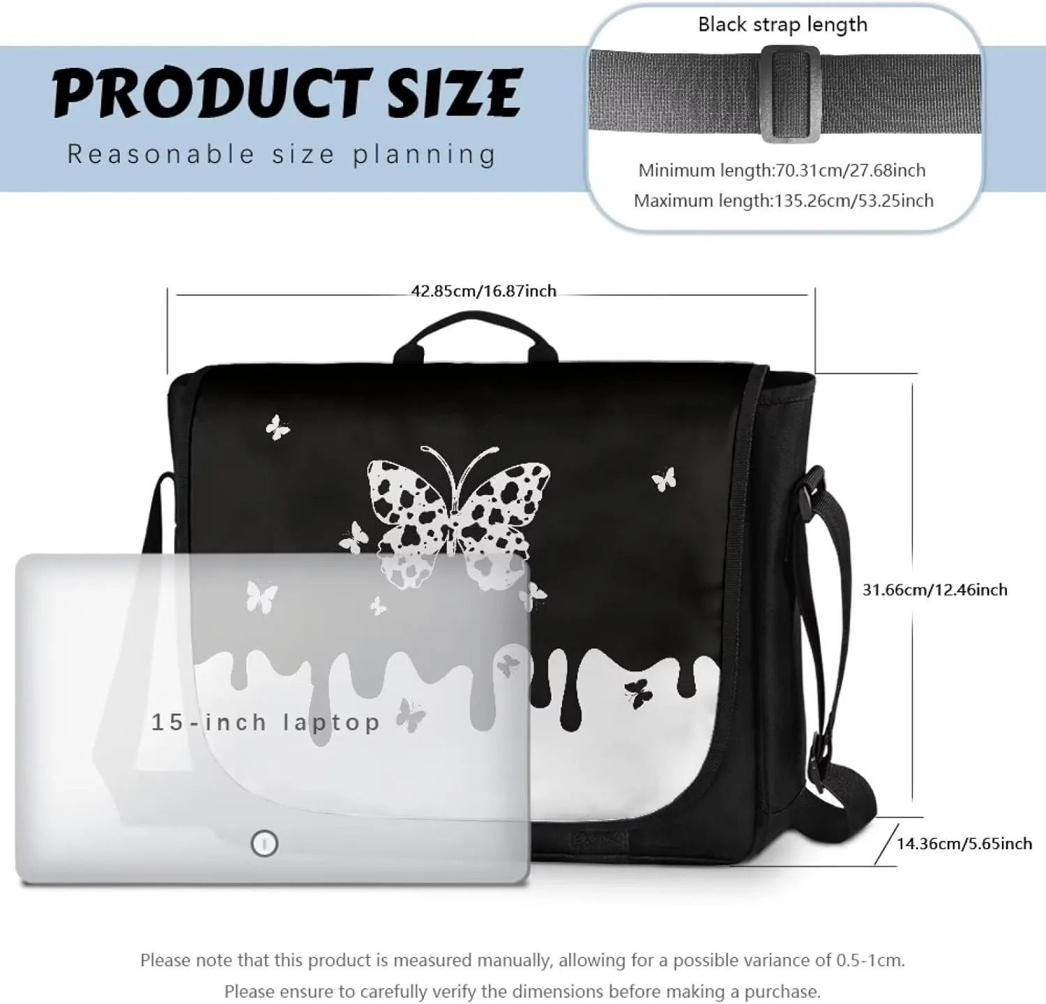 Large Flapover Bag, Messenger bag with Adjustable Shoulder Strap Crossbody Bag Multi-Pocket Messenger Bag