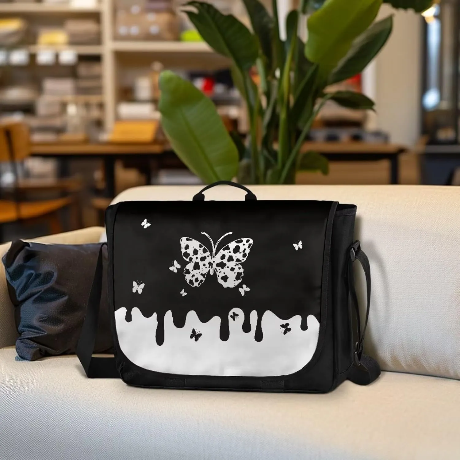 Large Flapover Bag, Messenger bag with Adjustable Shoulder Strap Crossbody Bag Multi-Pocket Messenger Bag