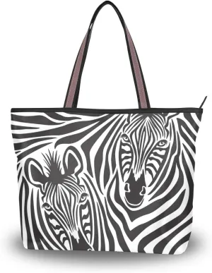 Large Handbag Animal Print Zebra Couple Shoulder Bag Tote Beach Bags for Women