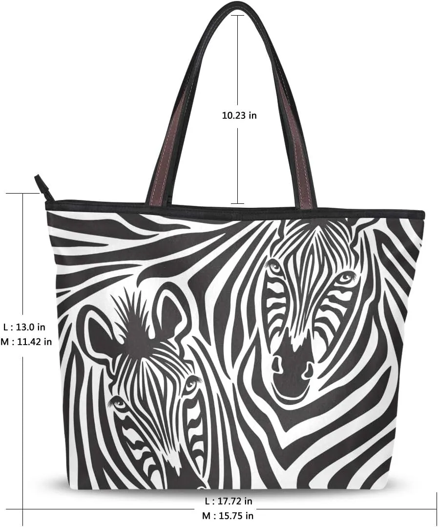 Large Handbag Animal Print Zebra Couple Shoulder Bag Tote Beach Bags for Women
