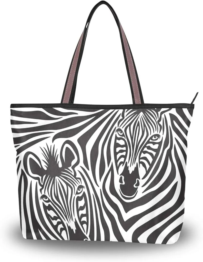 Large Handbag Animal Print Zebra Couple Shoulder Bag Tote Beach Bags for Women
